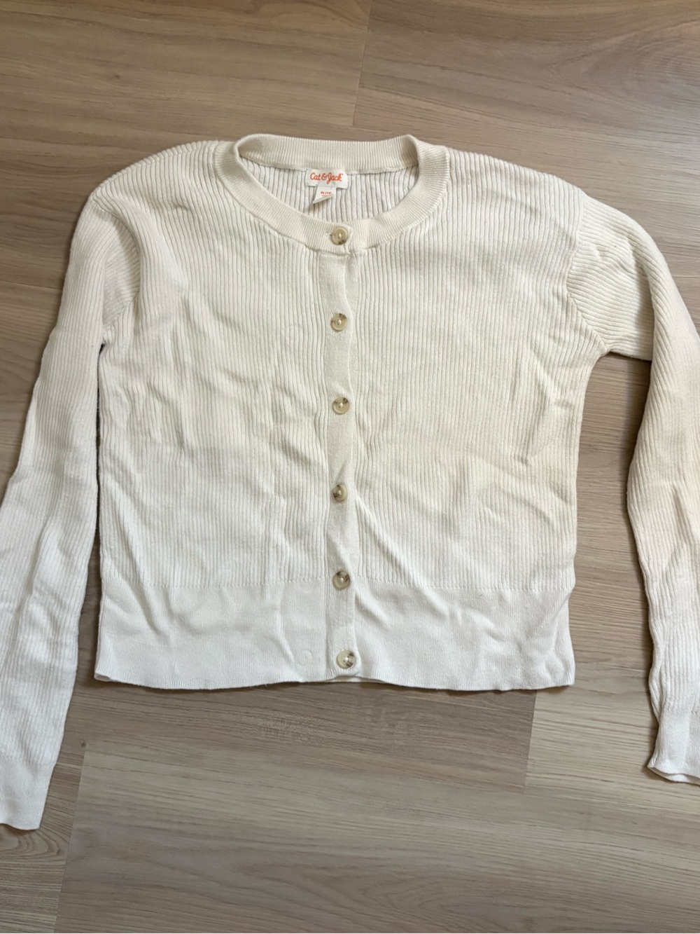 Target Cream Ribbed Button-Up Cardigan
